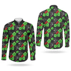Penrith Panthers Couples Matching Off Shoulder Short Dress and Long Sleeve Button Shirt Tropical Hibiscus Floral Seamless Rugby Mascot