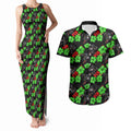 Penrith Panthers Couples Matching Tank Maxi Dress and Hawaiian Shirt Tropical Hibiscus Floral Seamless Rugby Mascot