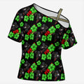 Penrith Panthers Cross Shoulder Shirt Tropical Hibiscus Floral Seamless Rugby Mascot