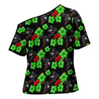 Penrith Panthers Cross Shoulder Shirt Tropical Hibiscus Floral Seamless Rugby Mascot