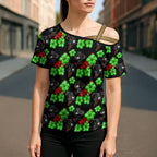 Penrith Panthers Cross Shoulder Shirt Tropical Hibiscus Floral Seamless Rugby Mascot