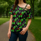 Penrith Panthers Cross Shoulder Shirt Tropical Hibiscus Floral Seamless Rugby Mascot