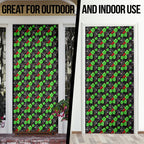 Penrith Panthers Door Cover Tropical Hibiscus Floral Seamless Rugby Mascot