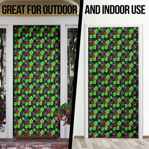 Penrith Panthers Door Cover Tropical Hibiscus Floral Seamless Rugby Mascot