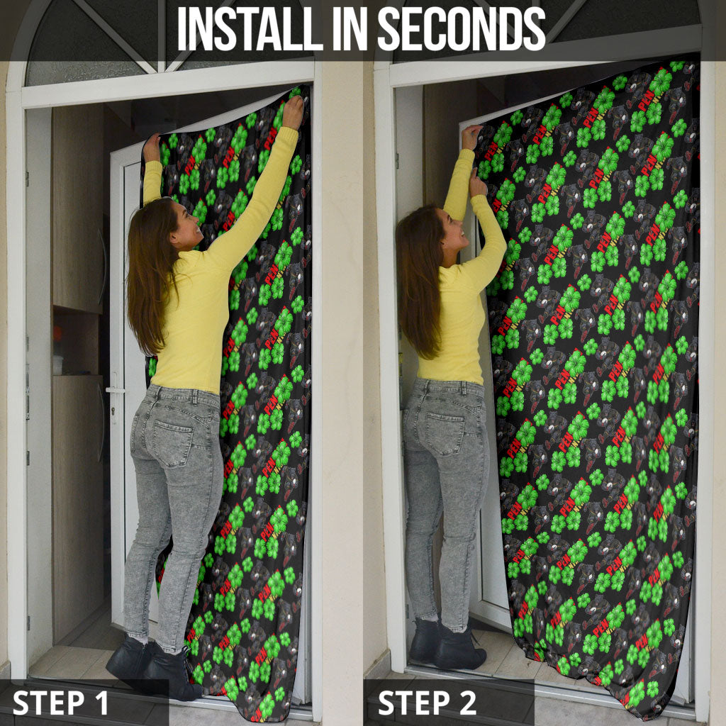 Penrith Panthers Door Cover Tropical Hibiscus Floral Seamless Rugby Mascot