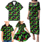 Penrith Panthers Family Matching Puletasi and Hawaiian Shirt Tropical Hibiscus Floral Seamless Rugby Mascot