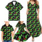 Penrith Panthers Family Matching Summer Maxi Dress and Hawaiian Shirt Tropical Hibiscus Floral Seamless Rugby Mascot