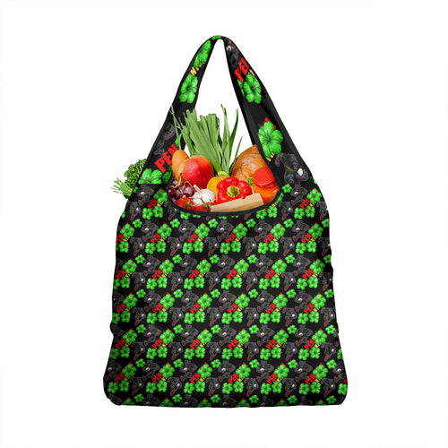 Penrith Panthers Grocery Bag Tropical Hibiscus Floral Seamless Rugby Mascot