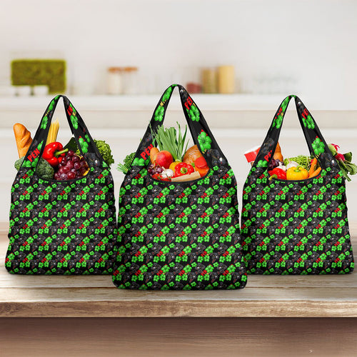 Penrith Panthers Grocery Bag Tropical Hibiscus Floral Seamless Rugby Mascot