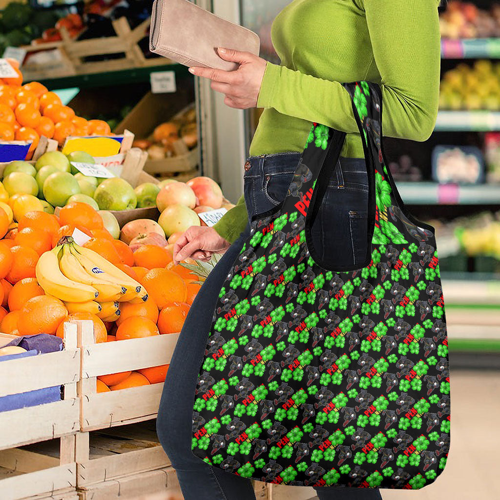 Penrith Panthers Grocery Bag Tropical Hibiscus Floral Seamless Rugby Mascot