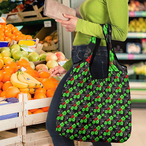 Penrith Panthers Grocery Bag Tropical Hibiscus Floral Seamless Rugby Mascot