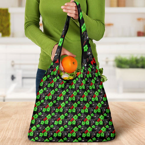 Penrith Panthers Grocery Bag Tropical Hibiscus Floral Seamless Rugby Mascot