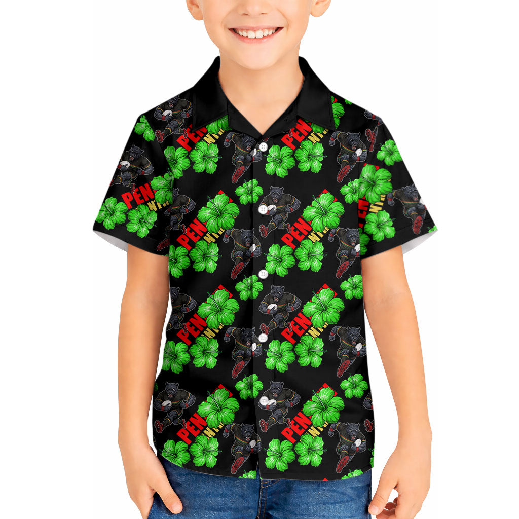 Penrith Panthers Hawaiian Shirt Tropical Hibiscus Floral Seamless Rugby Mascot