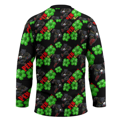 Penrith Panthers Hockey Jersey Tropical Hibiscus Floral Seamless Rugby Mascot