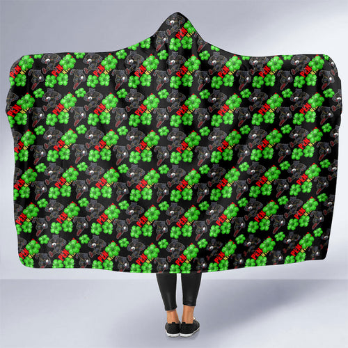 Penrith Panthers Hooded Blanket Tropical Hibiscus Floral Seamless Rugby Mascot