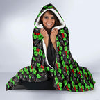 Penrith Panthers Hooded Blanket Tropical Hibiscus Floral Seamless Rugby Mascot