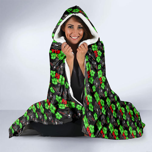Penrith Panthers Hooded Blanket Tropical Hibiscus Floral Seamless Rugby Mascot