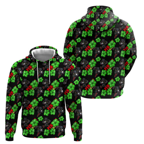 Penrith Panthers Hoodie Tropical Hibiscus Floral Seamless Rugby Mascot