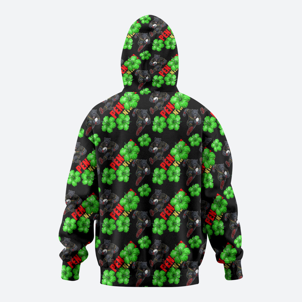 Penrith Panthers Hoodie Tropical Hibiscus Floral Seamless Rugby Mascot