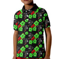 Penrith Panthers Kid Polo Shirt Tropical Hibiscus Floral Seamless Rugby Mascot