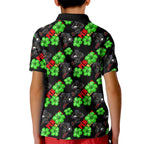 Penrith Panthers Kid Polo Shirt Tropical Hibiscus Floral Seamless Rugby Mascot