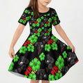 Penrith Panthers Kid Short Sleeve Dress Tropical Hibiscus Floral Seamless Rugby Mascot