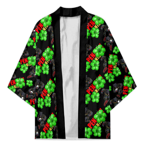 Penrith Panthers Kimono Tropical Hibiscus Floral Seamless Rugby Mascot