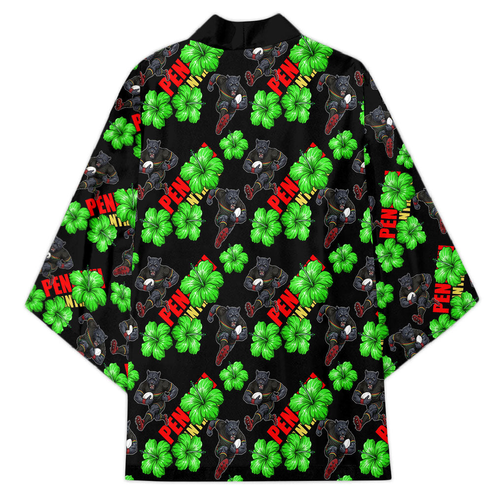 Penrith Panthers Kimono Tropical Hibiscus Floral Seamless Rugby Mascot
