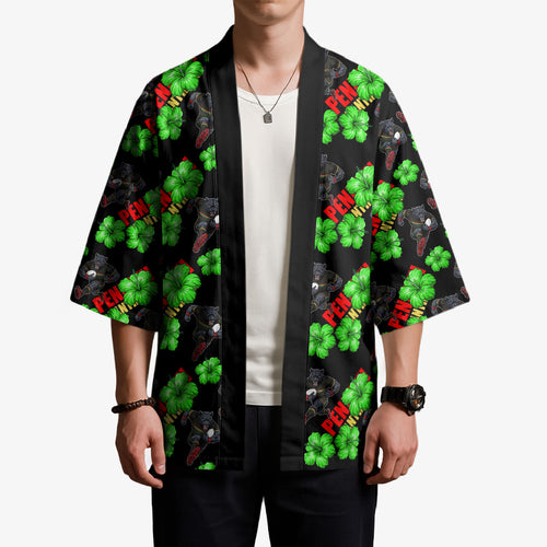 Penrith Panthers Kimono Tropical Hibiscus Floral Seamless Rugby Mascot