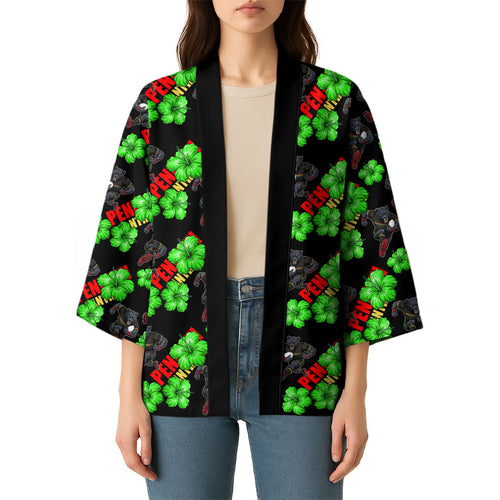 Penrith Panthers Kimono Tropical Hibiscus Floral Seamless Rugby Mascot