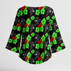 Penrith Panthers Kimono Sleeve Blouse Tropical Hibiscus Floral Seamless Rugby Mascot