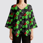 Penrith Panthers Kimono Sleeve Blouse Tropical Hibiscus Floral Seamless Rugby Mascot