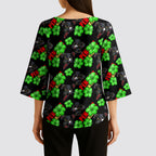 Penrith Panthers Kimono Sleeve Blouse Tropical Hibiscus Floral Seamless Rugby Mascot