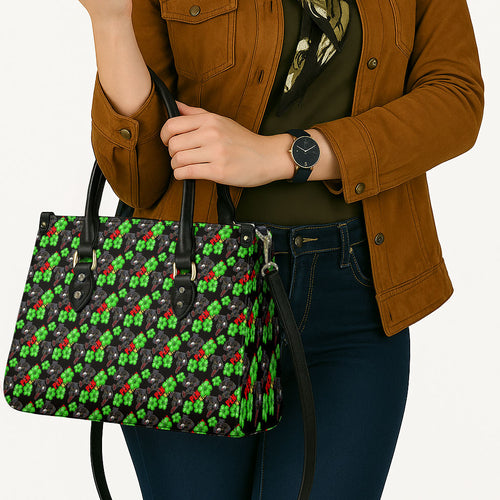 Penrith Panthers Leather Bag Tropical Hibiscus Floral Seamless Rugby Mascot