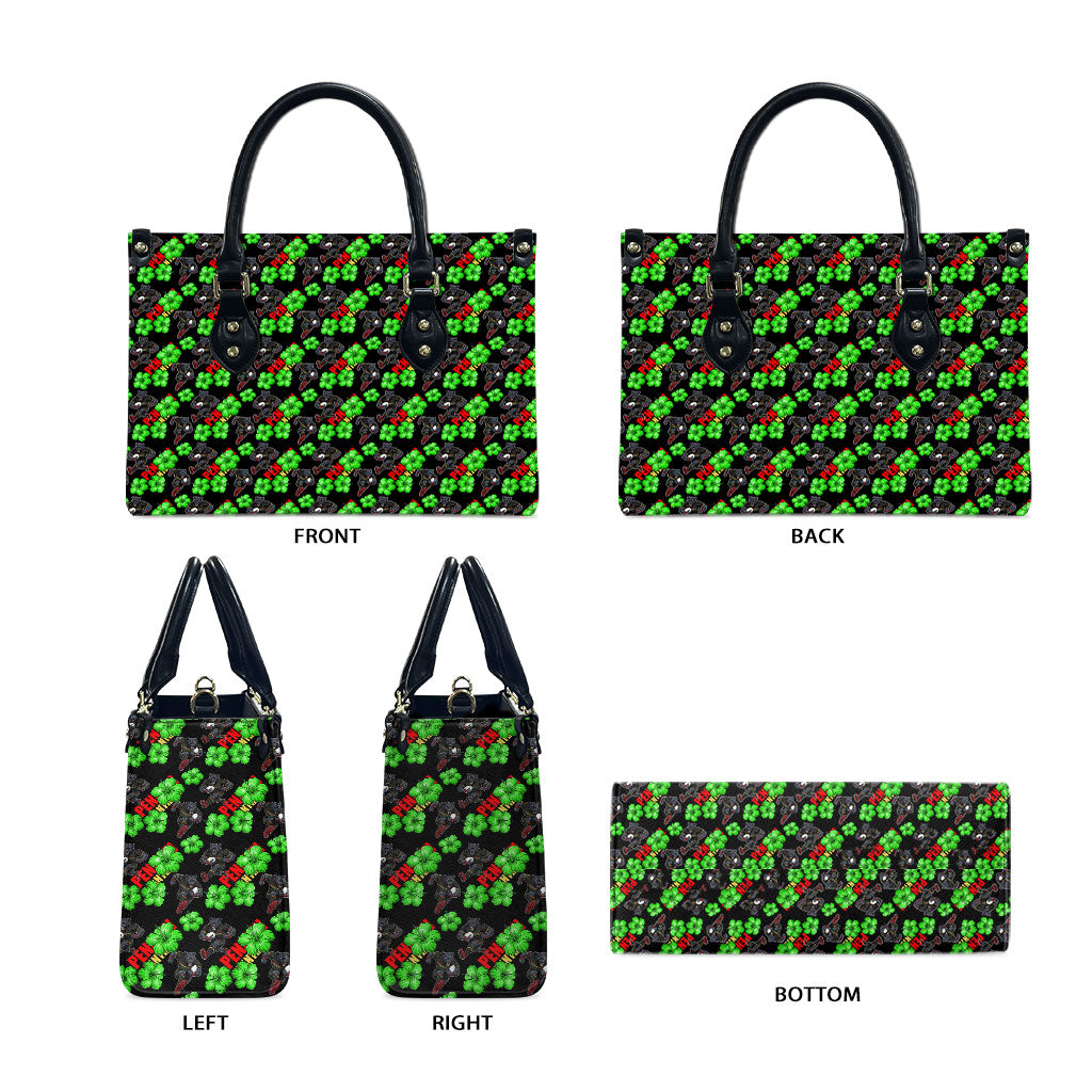 Penrith Panthers Leather Bag Tropical Hibiscus Floral Seamless Rugby Mascot