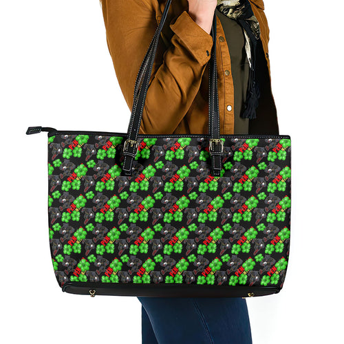Penrith Panthers Leather Tote Bag Tropical Hibiscus Floral Seamless Rugby Mascot