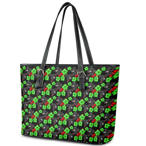Penrith Panthers Leather Tote Bag Tropical Hibiscus Floral Seamless Rugby Mascot