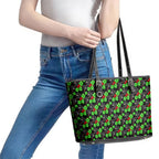 Penrith Panthers Leather Tote Bag Tropical Hibiscus Floral Seamless Rugby Mascot