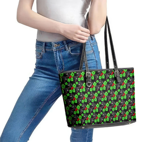 Penrith Panthers Leather Tote Bag Tropical Hibiscus Floral Seamless Rugby Mascot