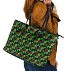 Penrith Panthers Leather Tote Bag Tropical Hibiscus Floral Seamless Rugby Mascot