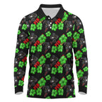 Penrith Panthers Long Sleeve Polo Shirt Tropical Hibiscus Floral Seamless Rugby Mascot