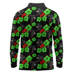 Penrith Panthers Long Sleeve Polo Shirt Tropical Hibiscus Floral Seamless Rugby Mascot