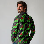 Penrith Panthers Long Sleeve Polo Shirt Tropical Hibiscus Floral Seamless Rugby Mascot
