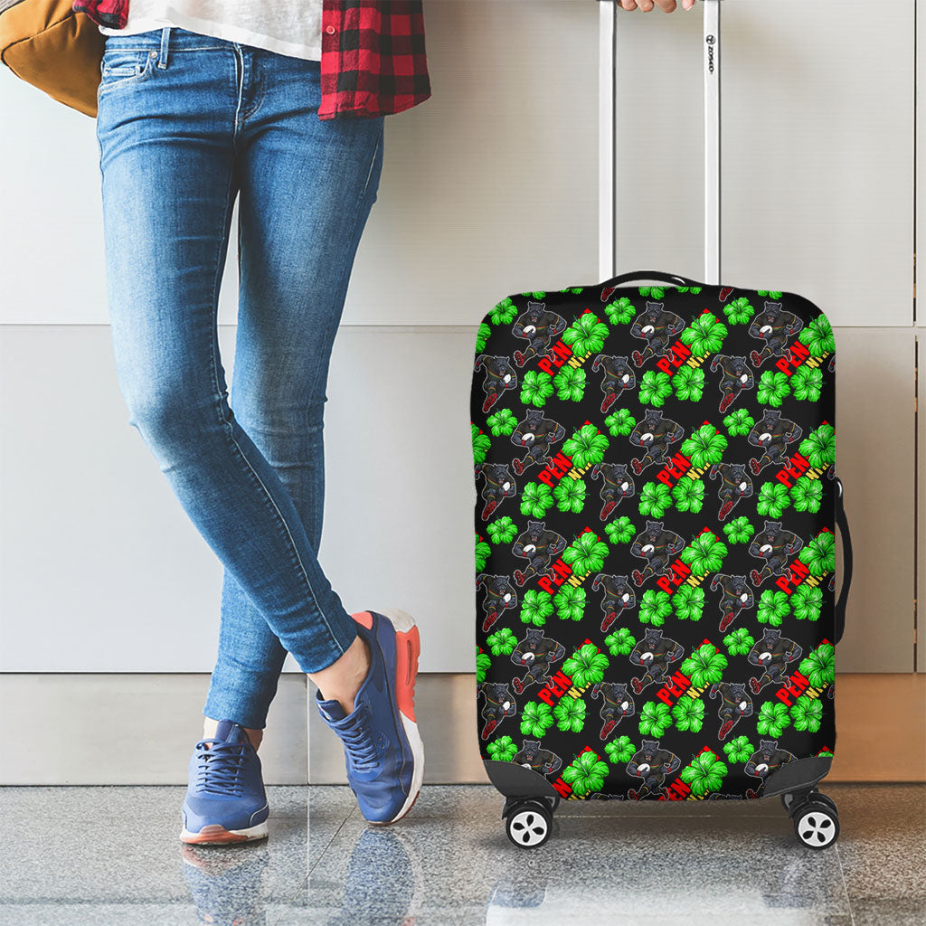 Penrith Panthers Luggage Cover Tropical Hibiscus Floral Seamless Rugby Mascot