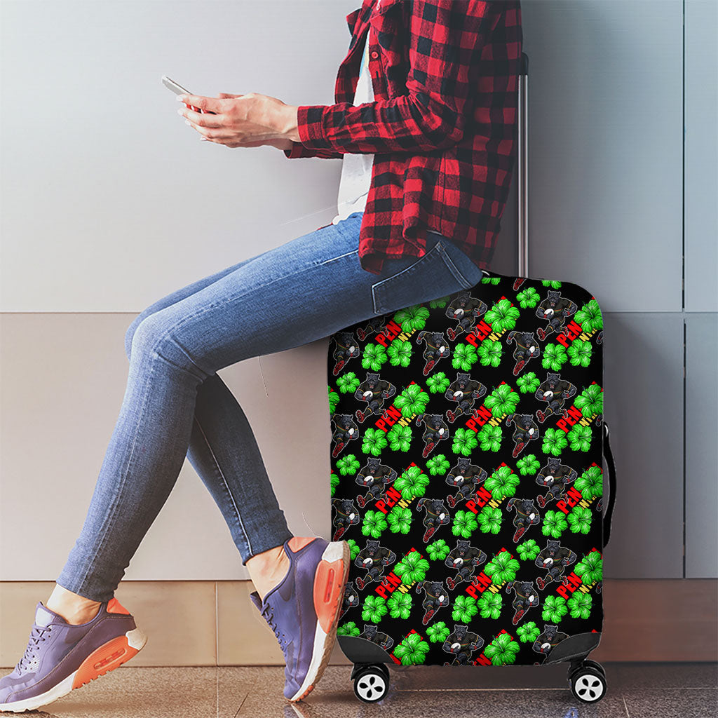 Penrith Panthers Luggage Cover Tropical Hibiscus Floral Seamless Rugby Mascot