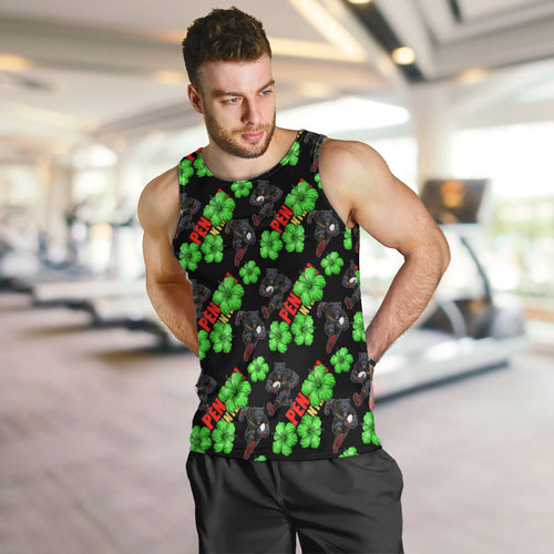 Penrith Panthers Men Tank Top Tropical Hibiscus Floral Seamless Rugby Mascot
