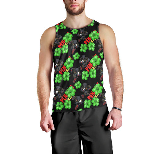 Penrith Panthers Men Tank Top Tropical Hibiscus Floral Seamless Rugby Mascot