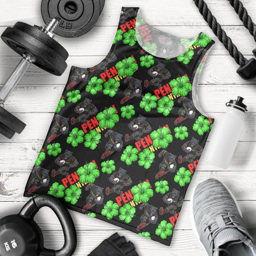 Penrith Panthers Men Tank Top Tropical Hibiscus Floral Seamless Rugby Mascot