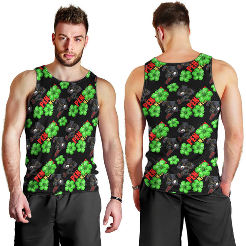 Penrith Panthers Men Tank Top Tropical Hibiscus Floral Seamless Rugby Mascot