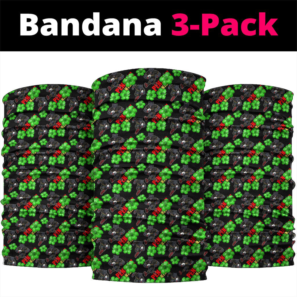 Penrith Panthers Neck Gaiter Tropical Hibiscus Floral Seamless Rugby Mascot